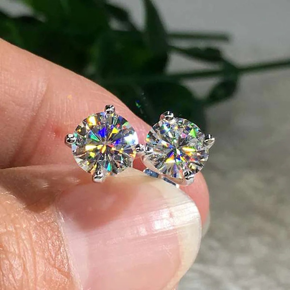 New 4ctw certified diamond moissanite earring studs